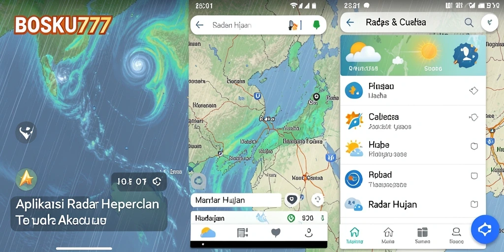 Antarmuka BOSKU777 menampilkan peta radar hujan dengan jelas dan informatif.