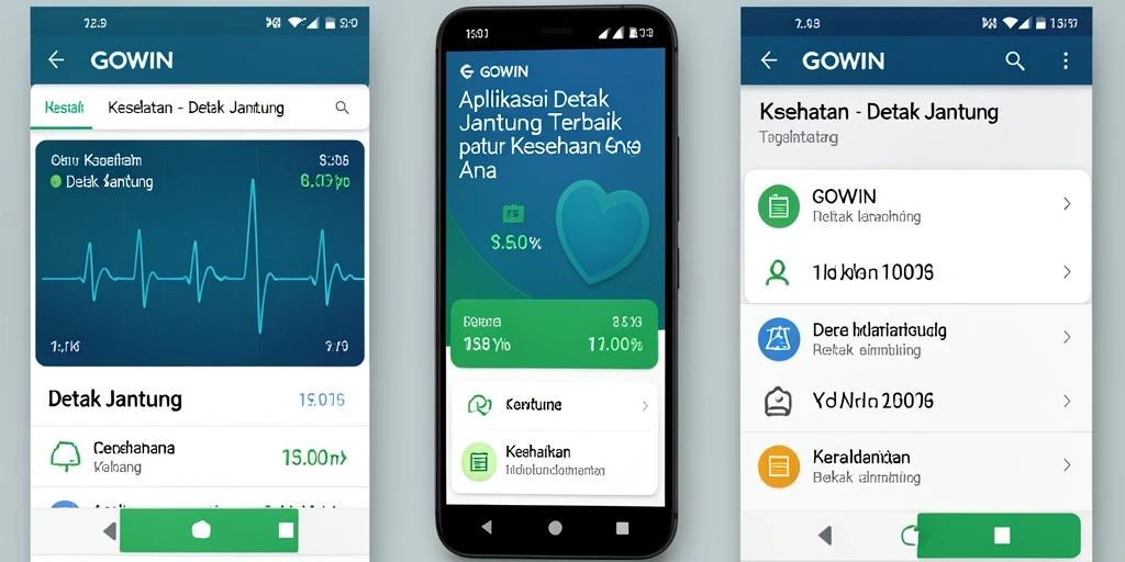 Tampilan antarmuka GOWIN yang sederhana dan informatif untuk detak jantung.