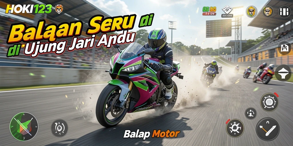 Tampilan antarmuka HOKI123 dengan balapan motor yang seru.