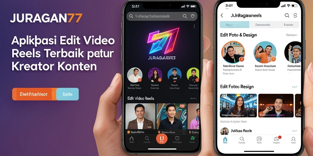 Antarmuka JURAGAN77 yang menarik dengan fitur Edit Video Reels.