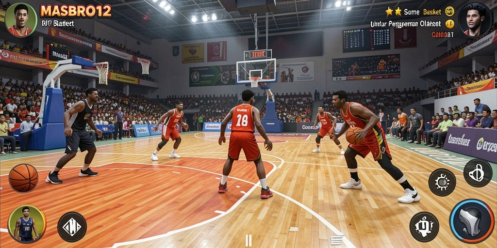 Tampilan antarmuka permainan Basket yang menarik dan fungsional.