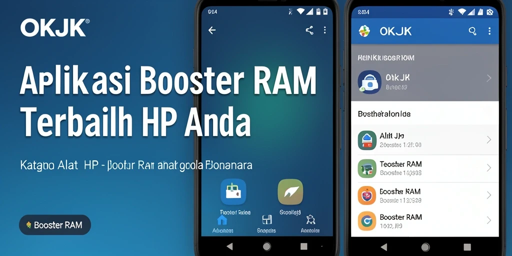 Tampilan antarmuka utama aplikasi OKJK yang mudah digunakan untuk Booster RAM.