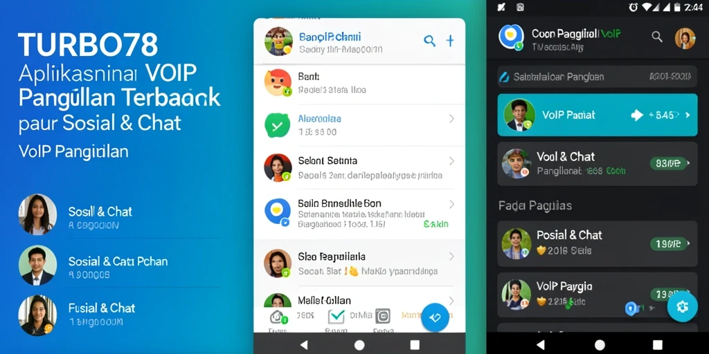 Antarmuka aplikasi TURBO78 yang menarik untuk panggilan VoIP.